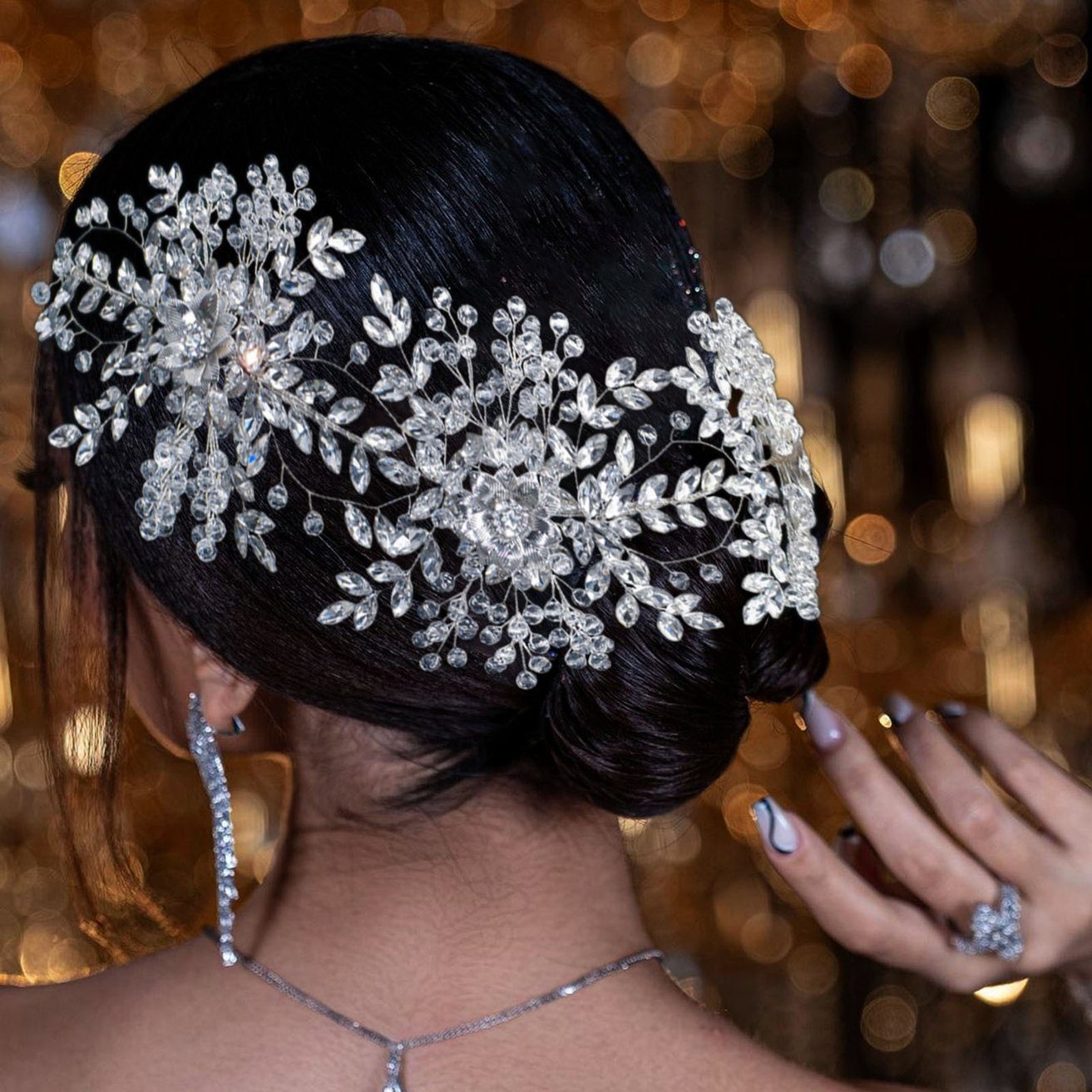 HOHEA H Haarband Kristall-Stirnband, Hochzeits-Haarschmuck, Braut-Haarschmuck, 1-tlg., Silberne Haaraccessoires sind elegante Haaraccessoires für Frauen, Silberner Haarschmuck, Brauthaarnadeln, Kristallkrone