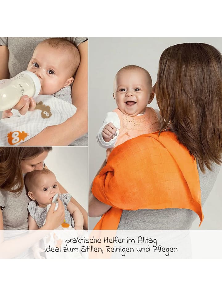 Makian Mullwindel / Mulltuch 3er Pack 80 x 80 cm - Türkis in blau,orange,motiv günstig kaufen onesize