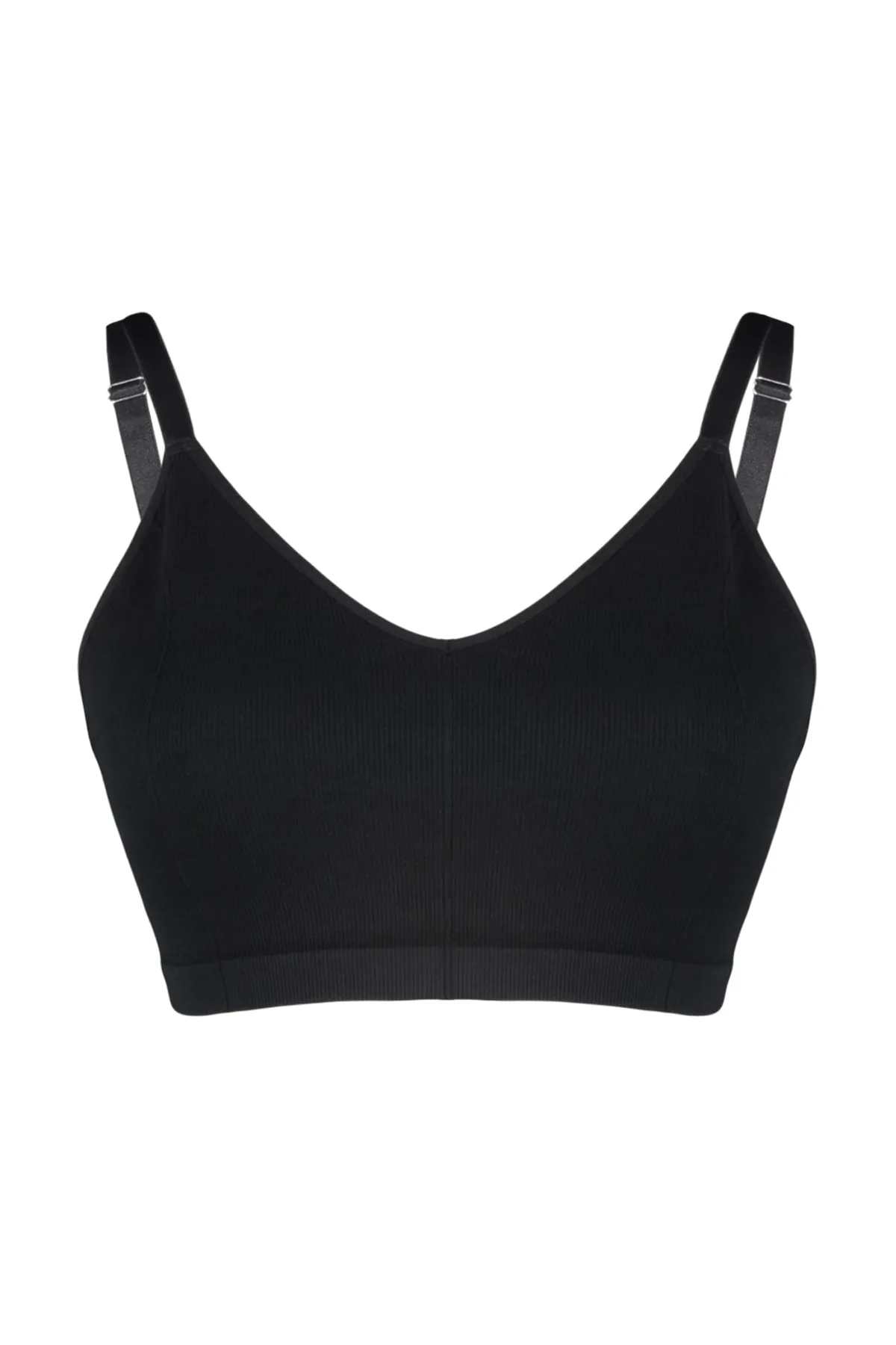 Trendyol Curve  Schwarzer, kappenloser, nahtloser Bralette-BH mit Trägern TBBSS23CW00001