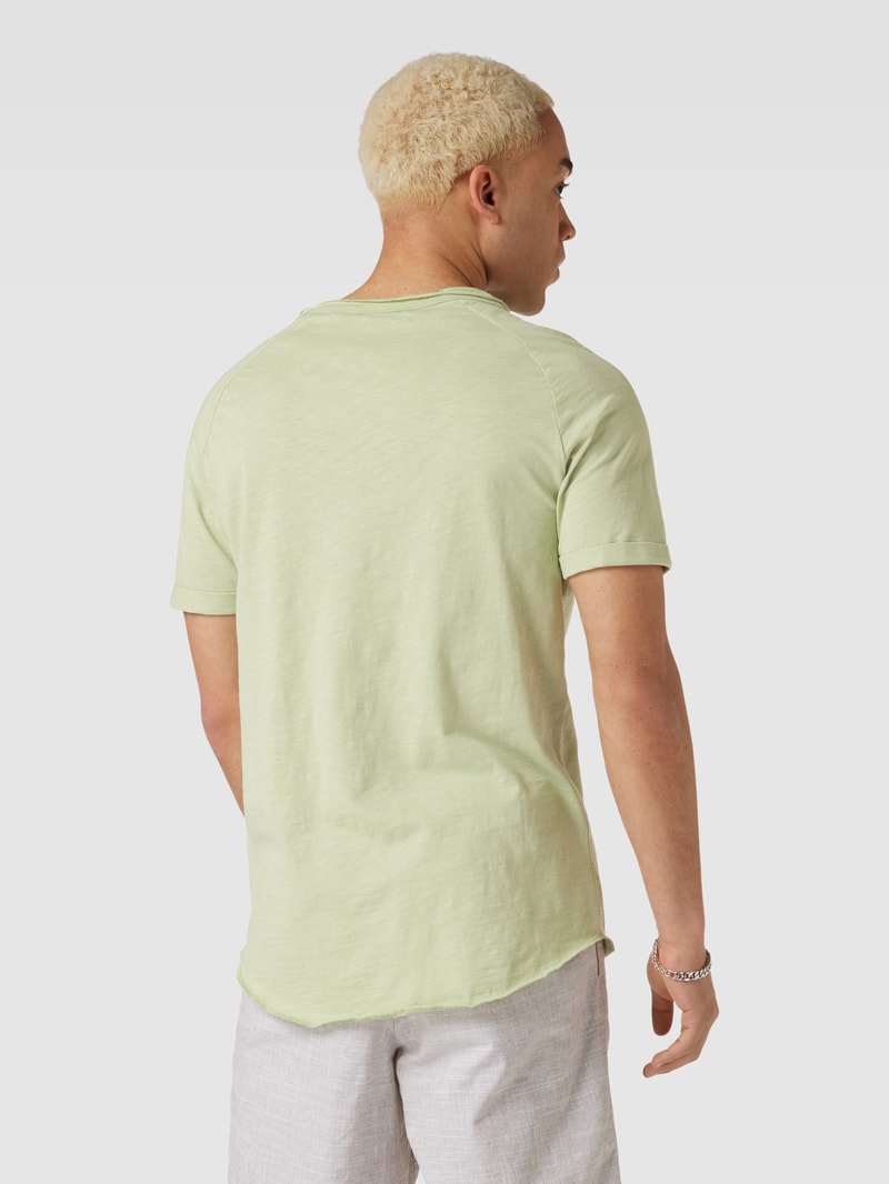 T-Shirt mit geripptem Rundhalsausschnitt Modell 'KAS' in schilf