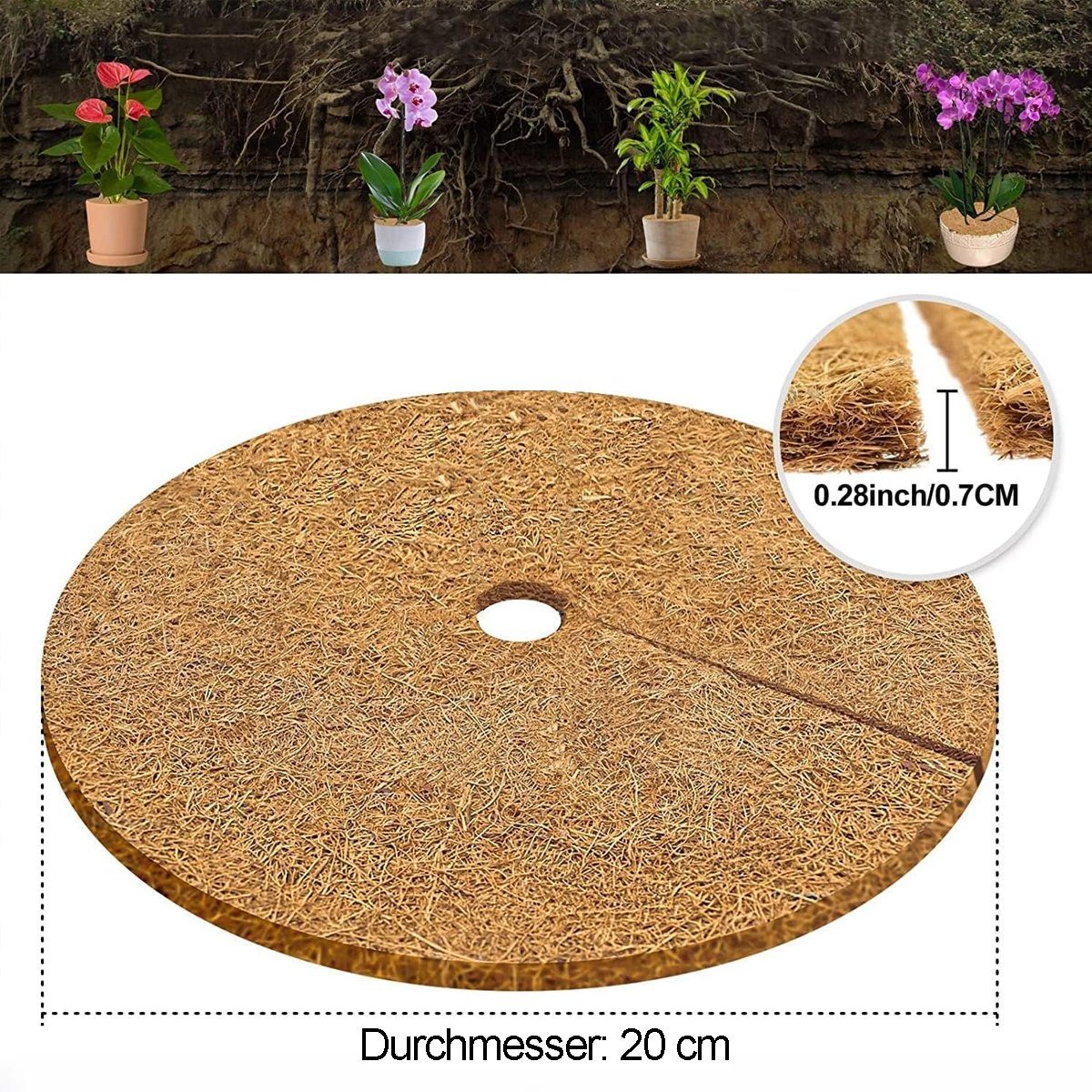 JedBesetzt Kokosscheibe 6 Stück Kokosscheibe,Pflanzenschutz Winterschutz, für Frostschutz 20cm