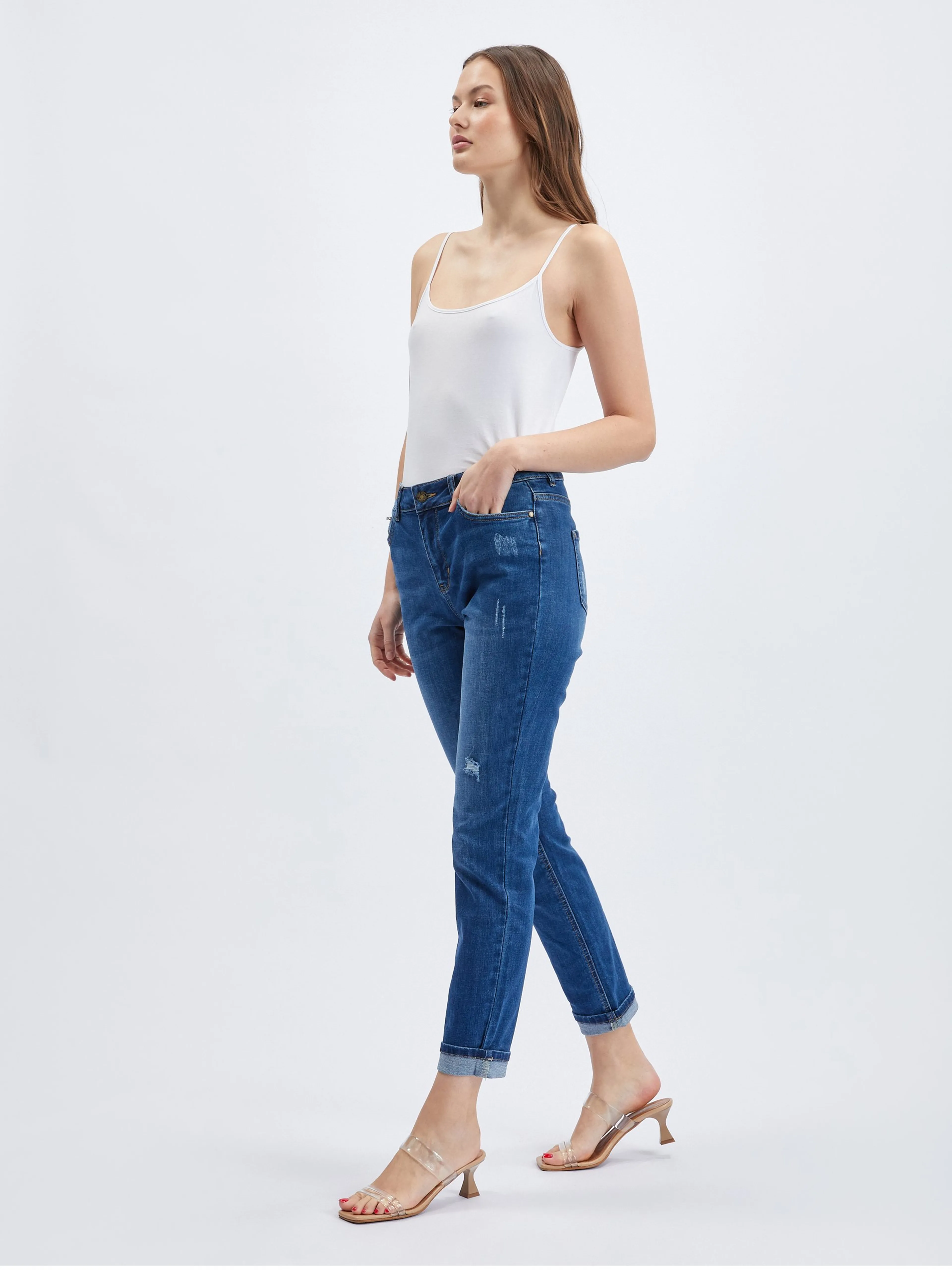 Dunkelblaue Damen-Boyfriend-Jeans ORSAY