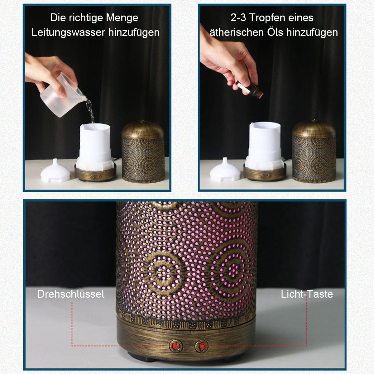 Welikera Luftbefeuchter Aromatherapie Diffusor, Luftbefeuchter Nachtlicht für Schlafzimmer