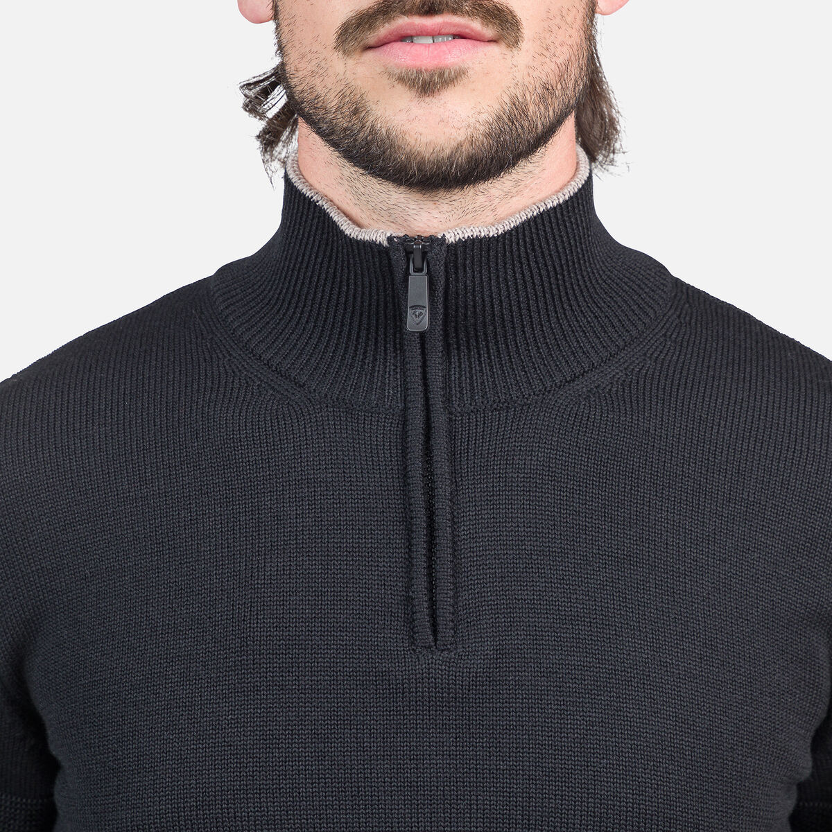 Herrenstrickpullover mit halbem Reißverschluss