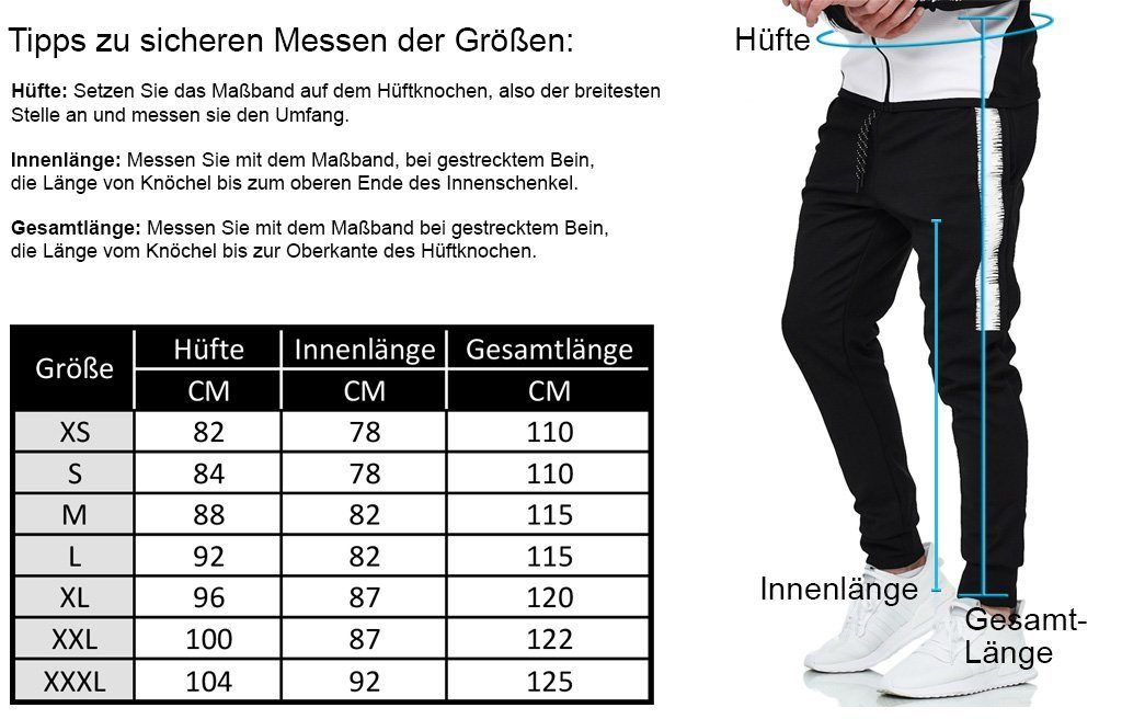L.gonline Freizeitanzug Herren Trainingsanzug, Jogginganzug mit Kapuzenjacke 0986 (Kapuzenjacke mit Reißverschluss, Hose, 2-tlg), Fitness Freizeit Casual
