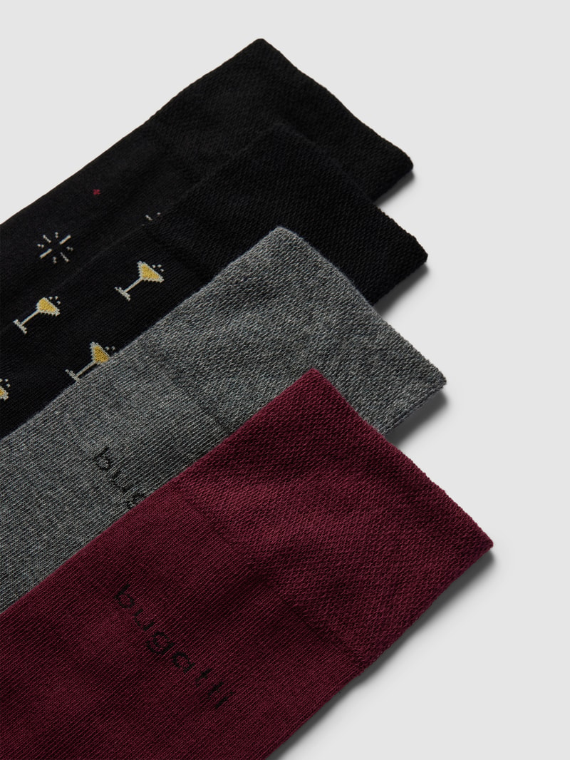 Socken mit elastischem Rippenbündchen im 4er-Pack in schwarz