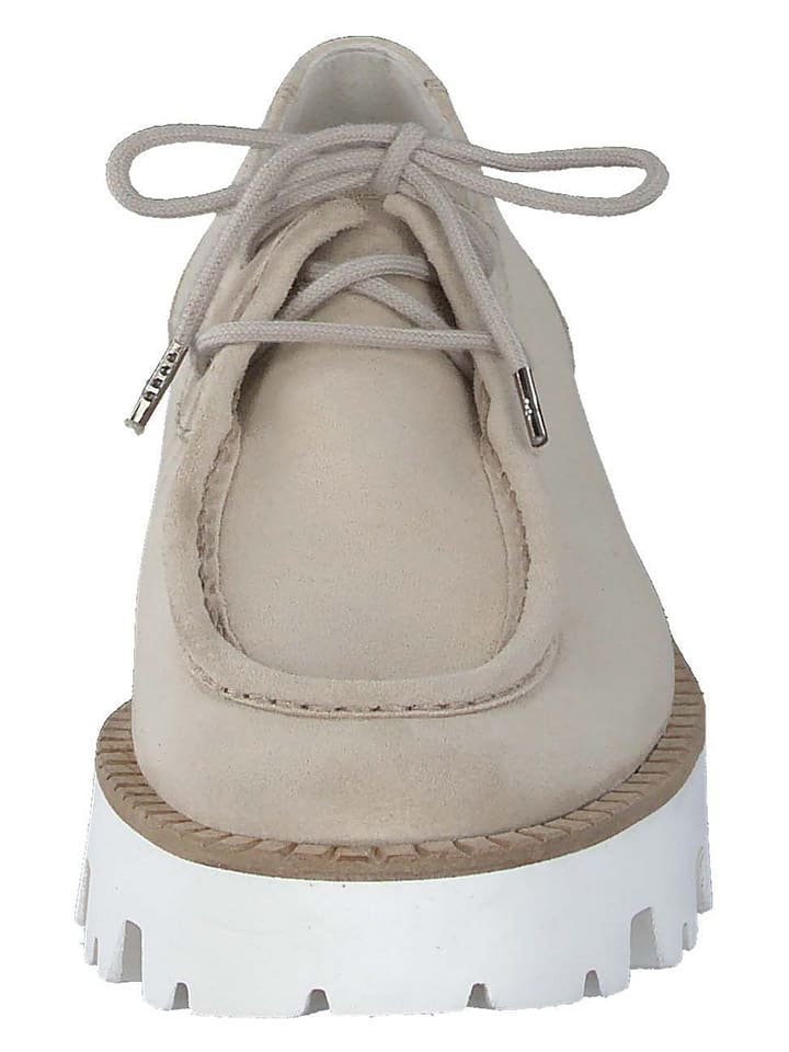 Paul Green Leder-Schnürschuhe in Beige/ Weiß günstig kaufen