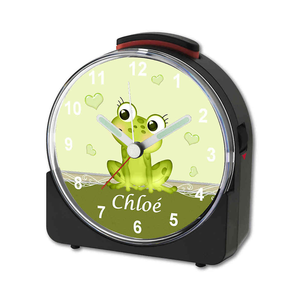 Kinder Funkwecker weiß personalisiert mit Namen Frosch