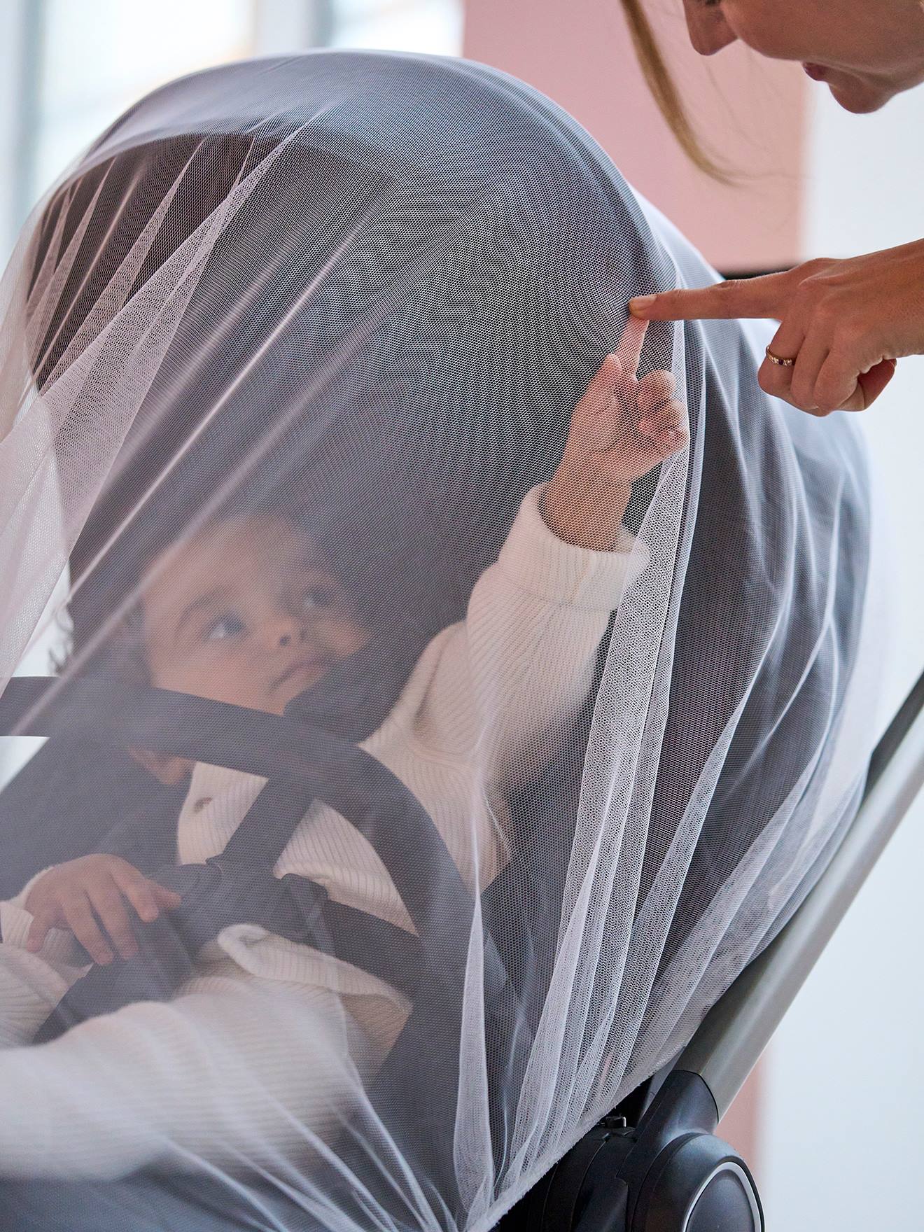 Vertbaudet Mückennetz für Kinderwagen und Reisebett - weiß