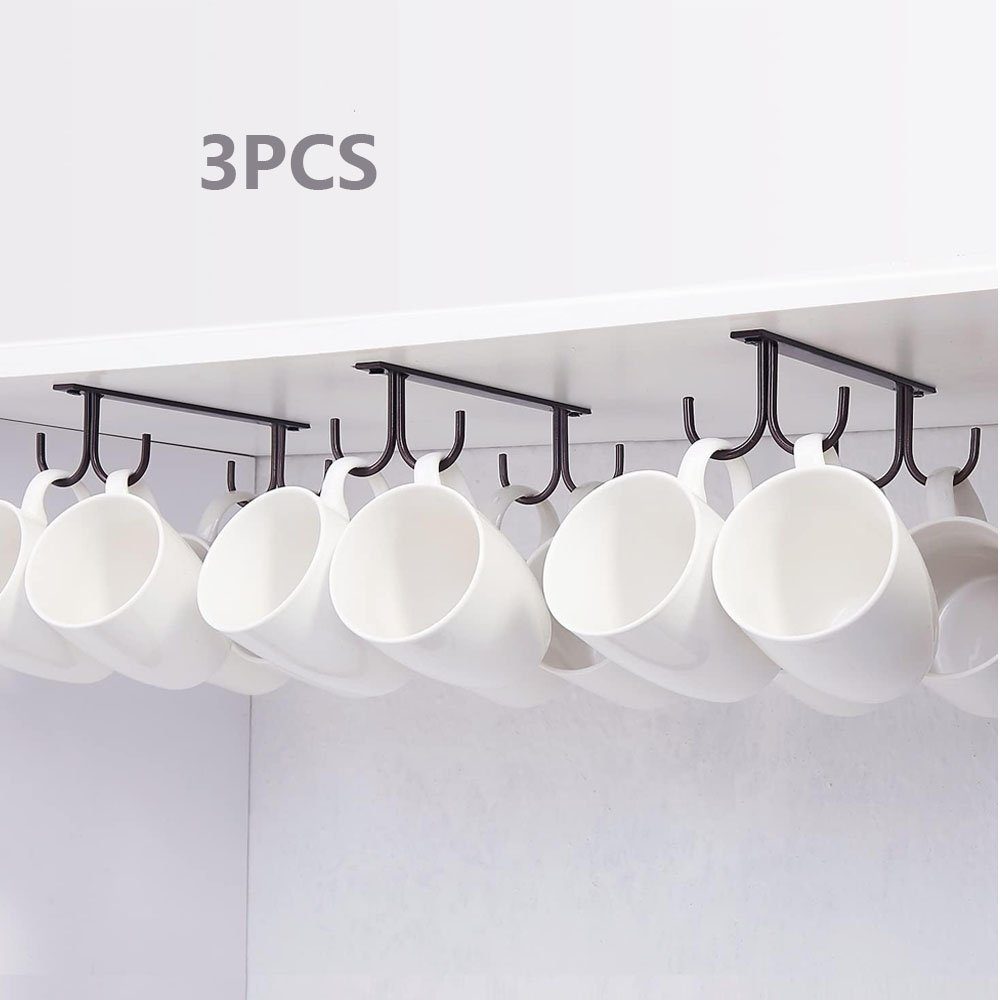 Sarfly Gläserhalter Tassenhalter unter dem Schrank, Kaffeetassenhalter mit Schrauben (3 St), 12 Tassenhaken unter dem Regal, Trockenhaken