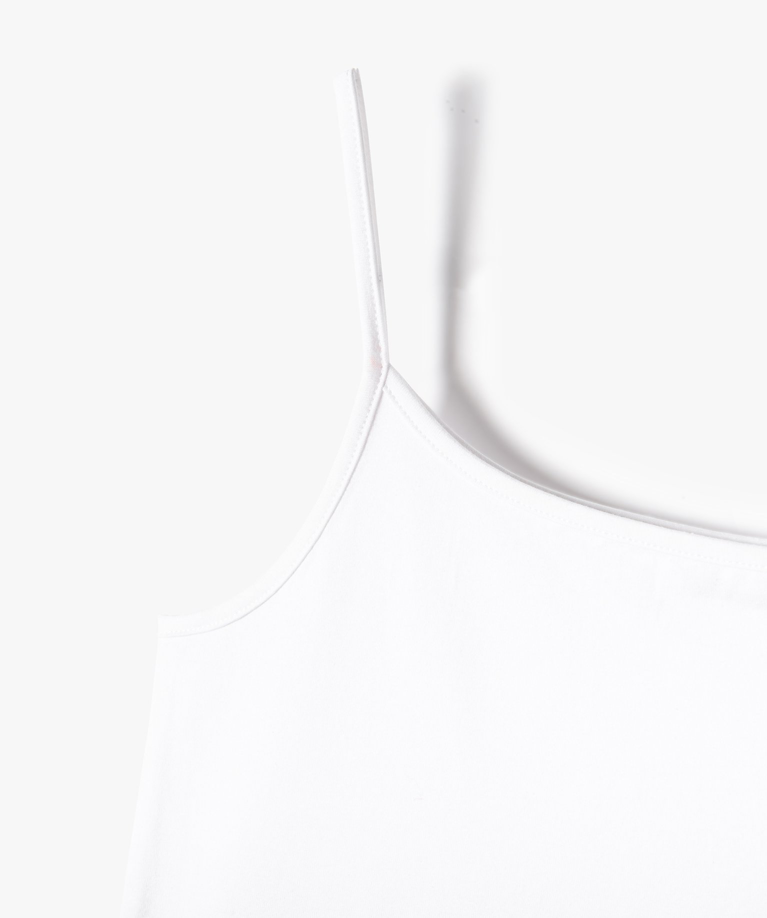 Débardeur fille à fines bretelles en coton stretch blanc | GEMO