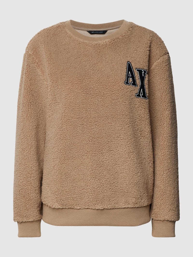 Sweatshirt mit Label-Stitching in camel