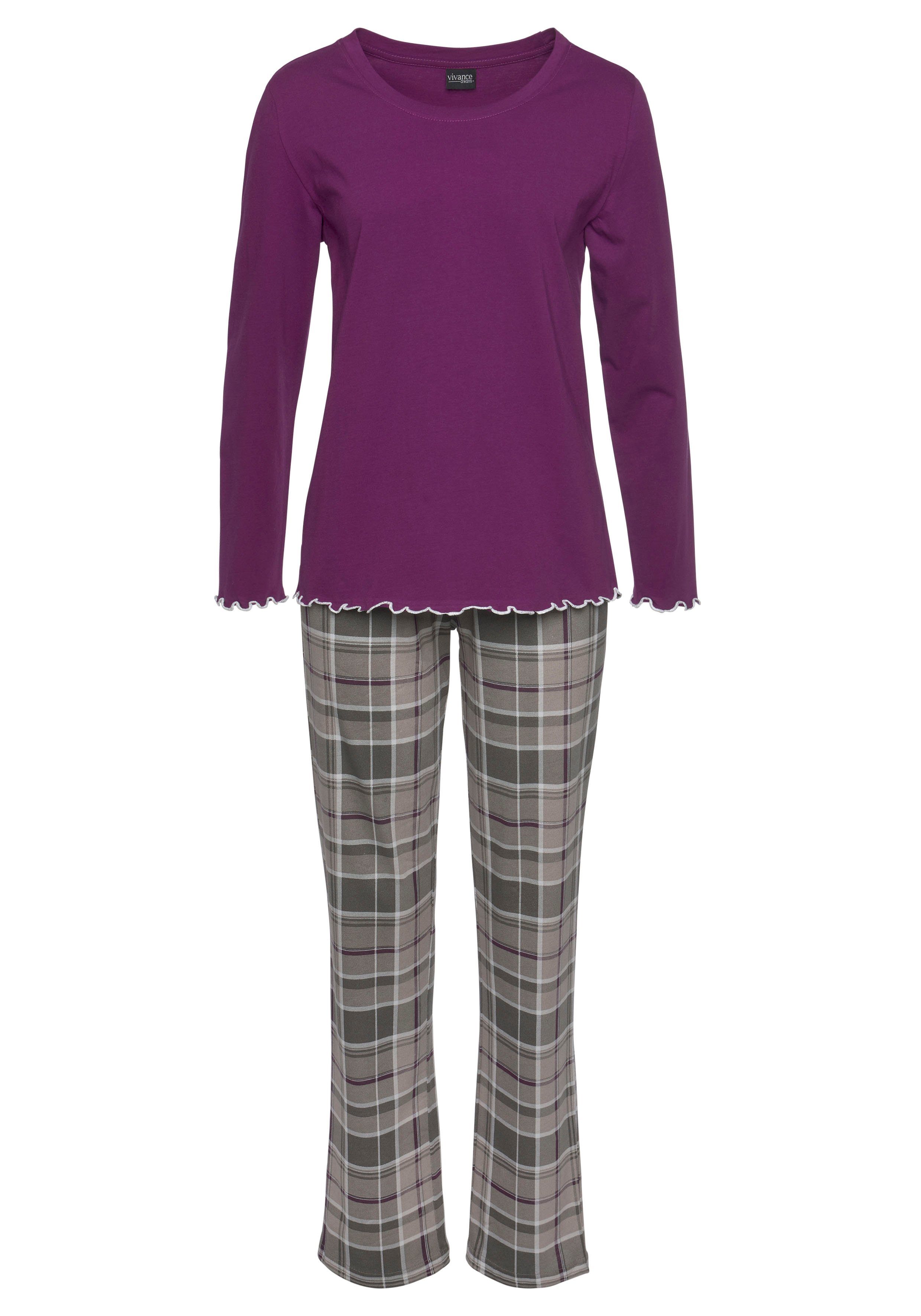 LASCANA Pyjama (2 tlg., 1 Stück) mit Karomuster