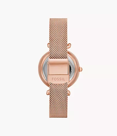 Fossil Uhr Carlie Mini Automatikwerk Milanaiseband Edelstahl roségoldfarben