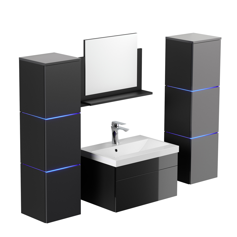 Home Deluxe Badmöbel WANGEROOGE XL - schwarz