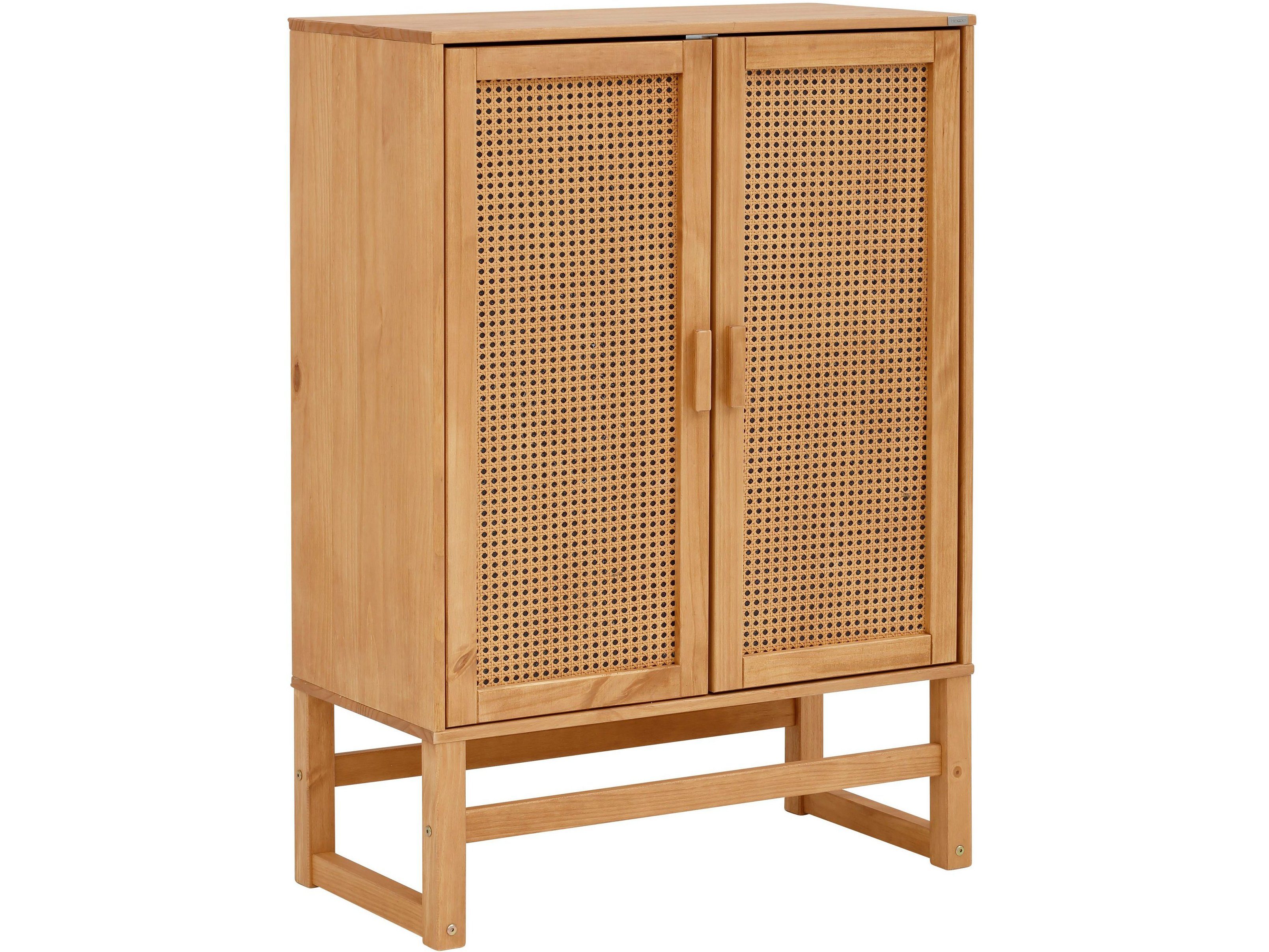 loft24 Mehrzweckschrank Jenna Highboard aus Massivholz mit Rattangeflecht, Breite 75 cm