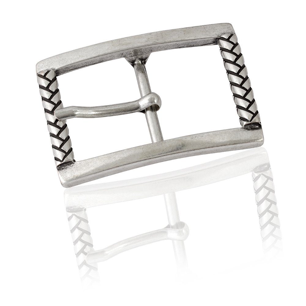 FREDERIC HERMANO Gürtelschnalle 40mm Zamak Silber - Buckle Braided - 306707520020