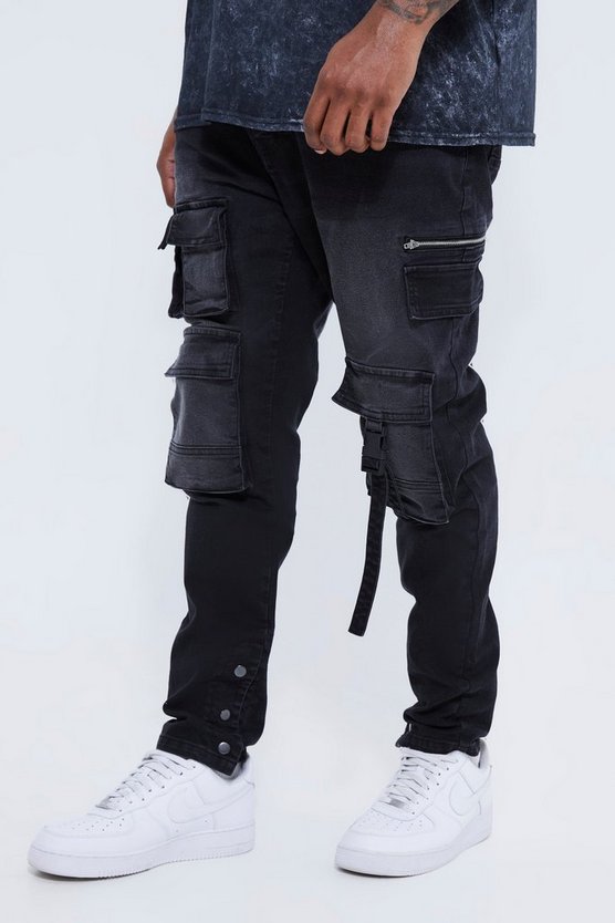 Plus Skinny Stretch Cargo-Jeans mit Taschen