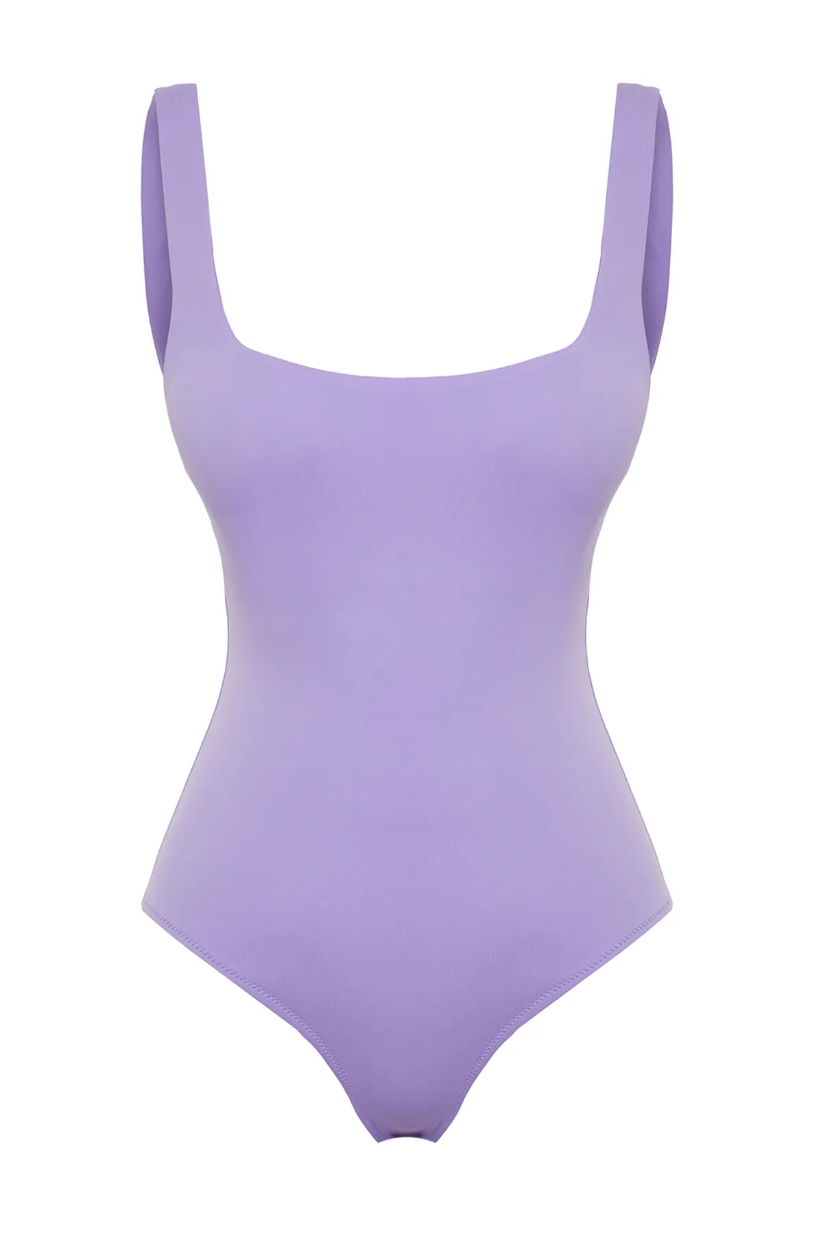 Trendyol Collection  Lilafarbener, normaler Badeanzug mit quadratischem Kragen TBESS22MA0005