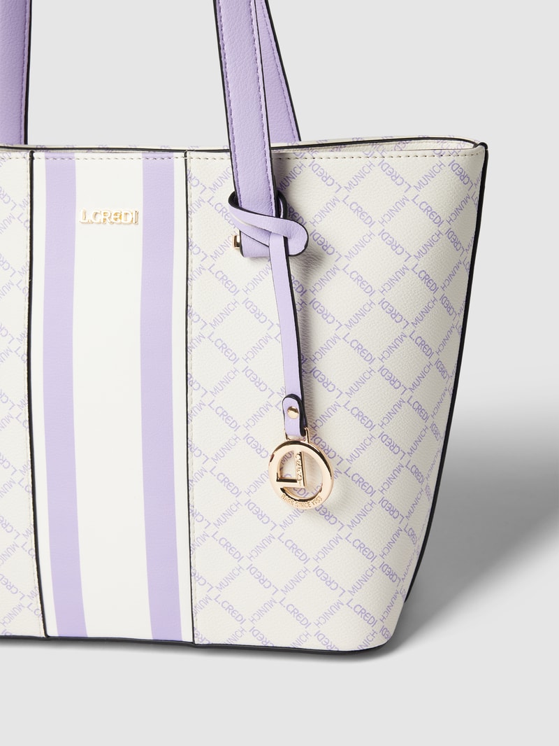 Shopper mit Label-Detail Modell 'Gioia' in ecru