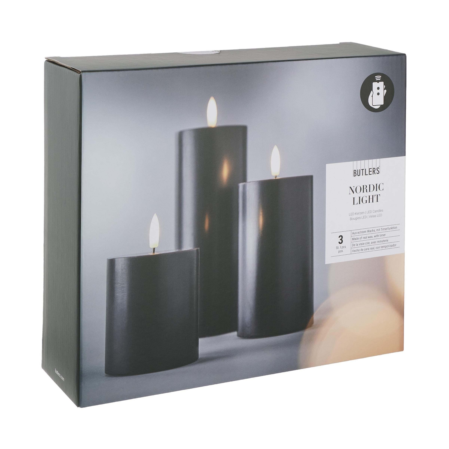 NORDIC LIGHT LED-Kerzen 3-tlg. mit Fernbedienung