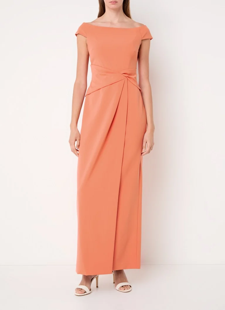 Rochie maxi Ralph Lauren cu umeri goi și detalii plisate