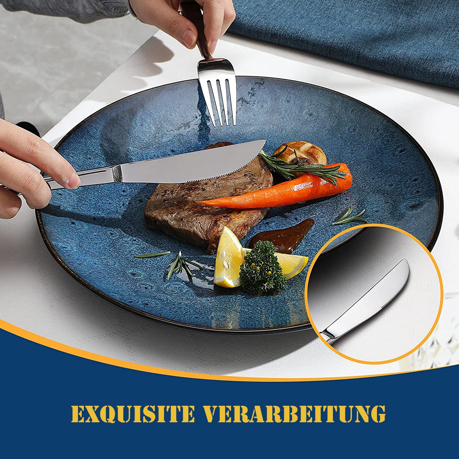 Dedom Besteck-Set Besteckset,Besteck aus Edelstahl,24-teiliges,Messer,Gabel,Löffel,Für 6