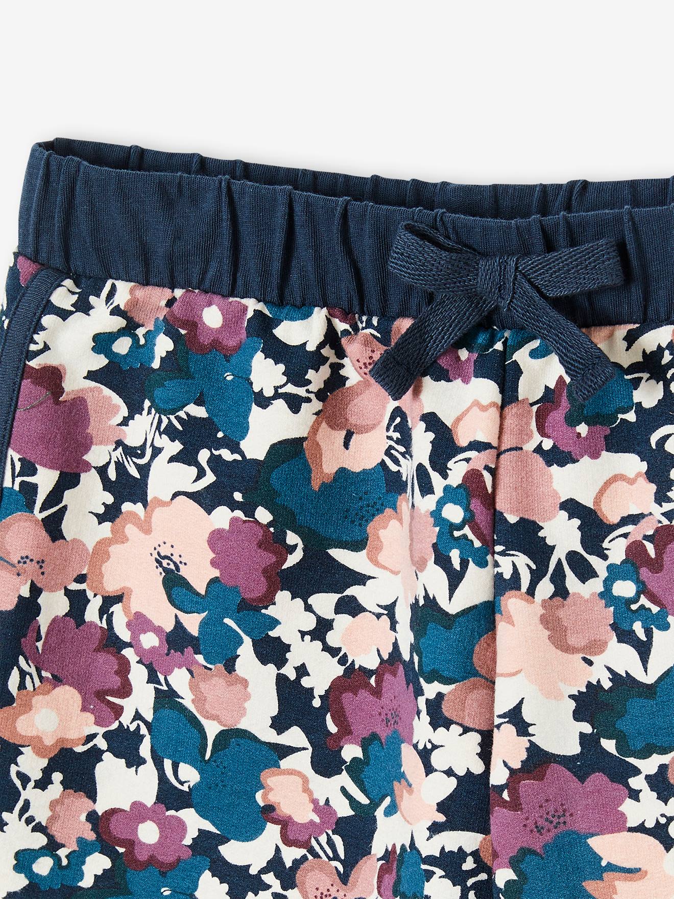 Short de sport imprimé fleurs fille bleu imprimé