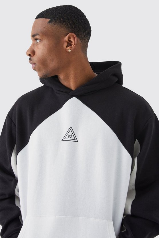 Oversize Colorblock Hoodie mit Logo