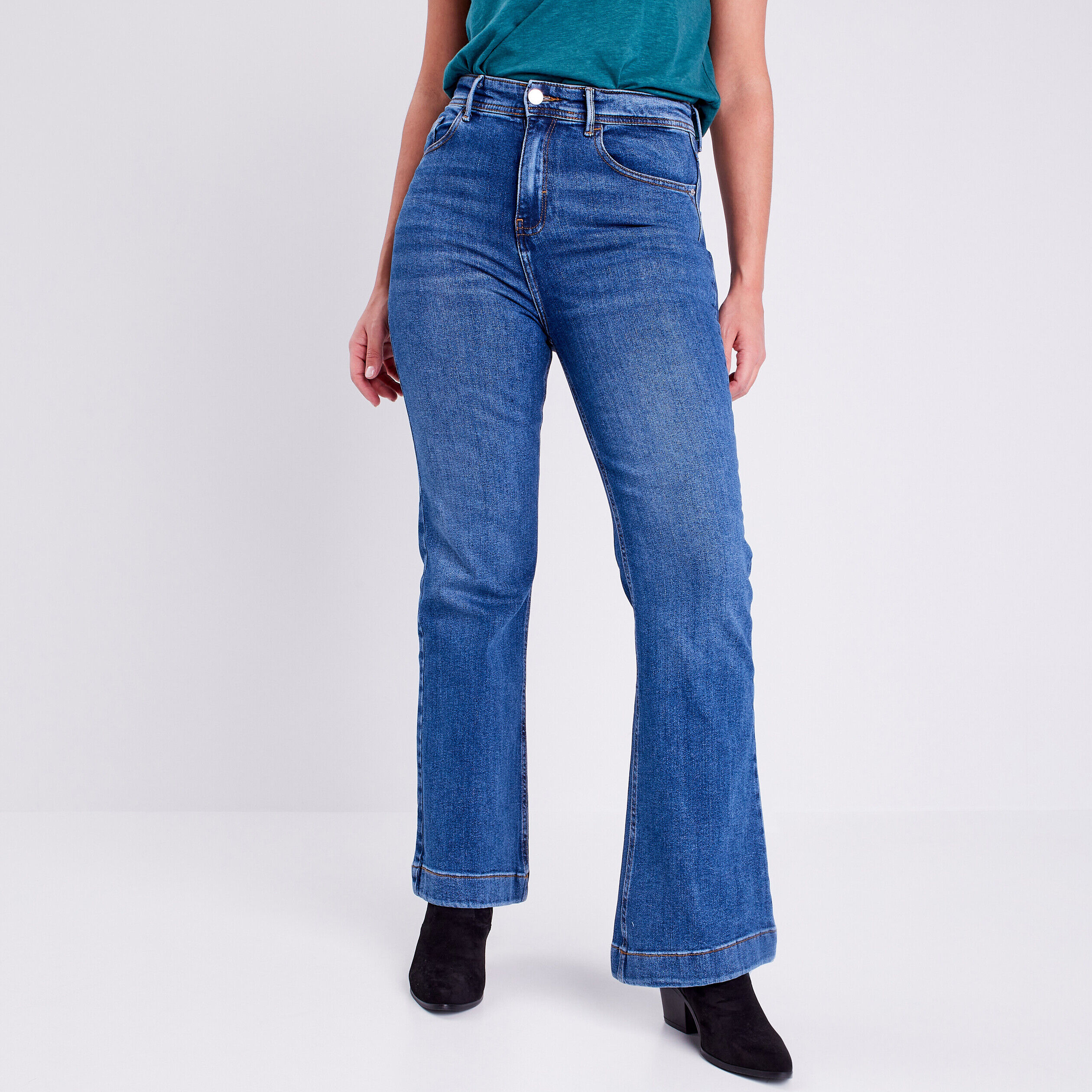 Jeans flare taille haute denim stone femme | Cache Cache