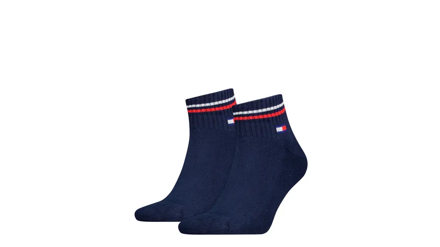 TOMMY HILFIGER Unisex TJ Socken Quarter Iconic 2er Pack dark navy