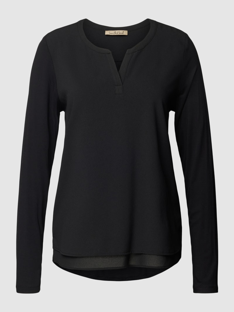 Bluse mit Tunikakragen in schwarz