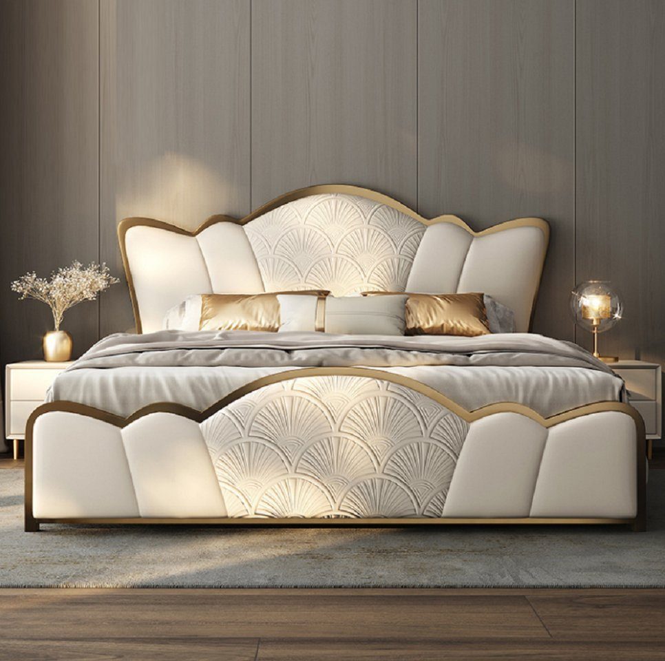 JVmoebel Bett Schlafzimmer Möbell Stilvolles Weißes Doppelbett Moderne (1-tlg., Nur Bett), Made in Europa