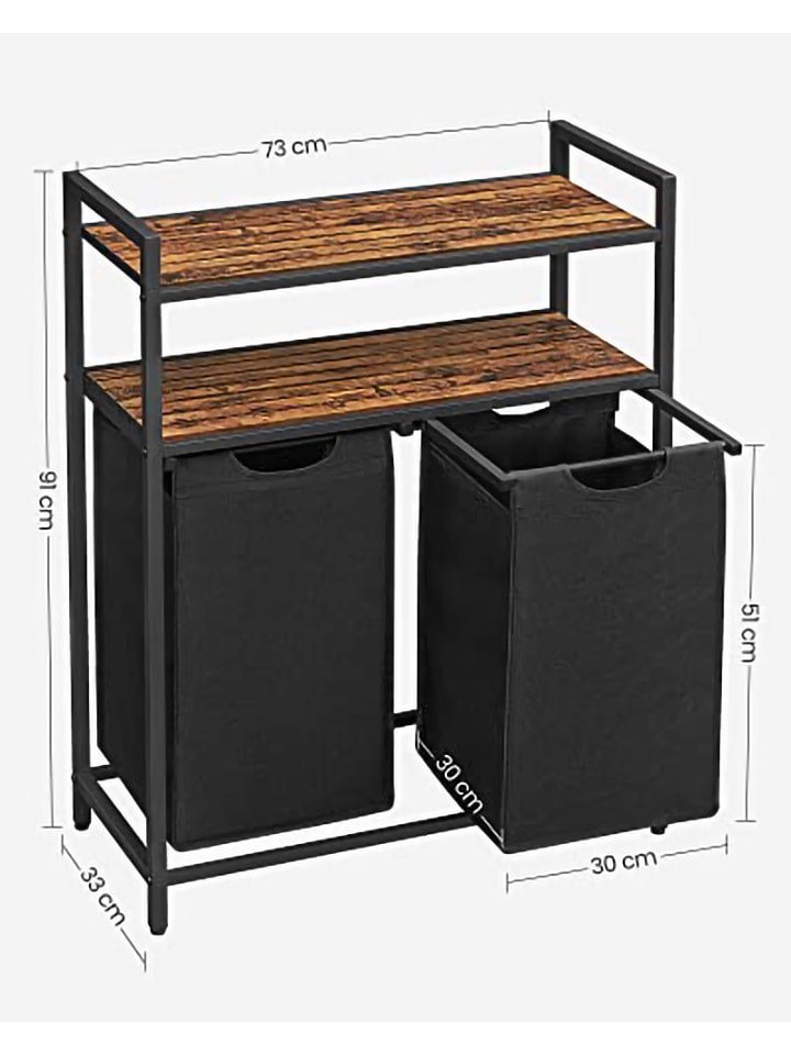 Songmics Wäschekorb in Schwarz/ Braun - (B)73 x (H)91 x (T)33 cm günstig kaufen onesize