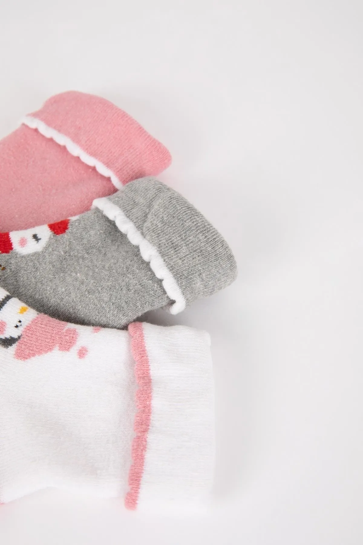 DeFacto  3-teiliges Set mit langen Baumwollsocken mit Weihnachtsmotiv und rutschfester Sohle für Babys und Mädchen Y7811a2ns