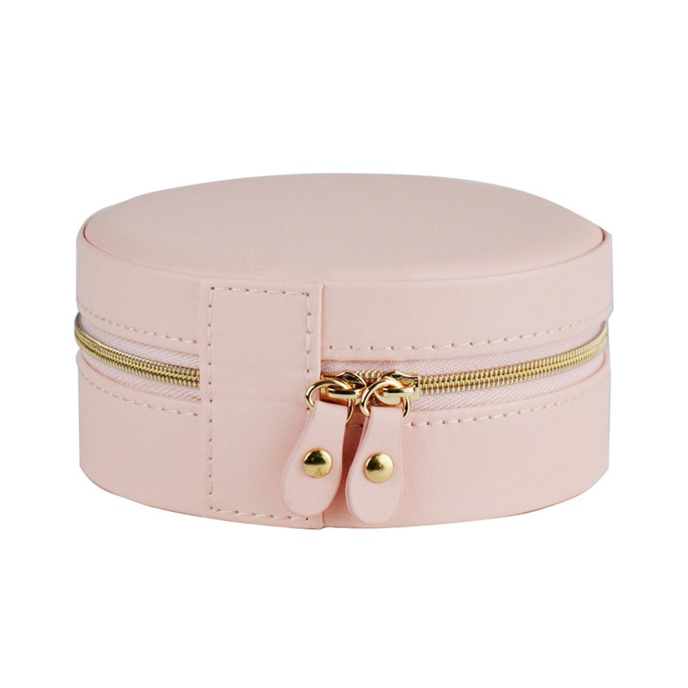 AdelDream Schmuckkasten YY-J04, Schmuckorganizer für Ringe, Ohrringe, Halsketten, Armbänder, Leder-Schmuck-Geschenkbox mit Spiegel für Mädchen und Frauen