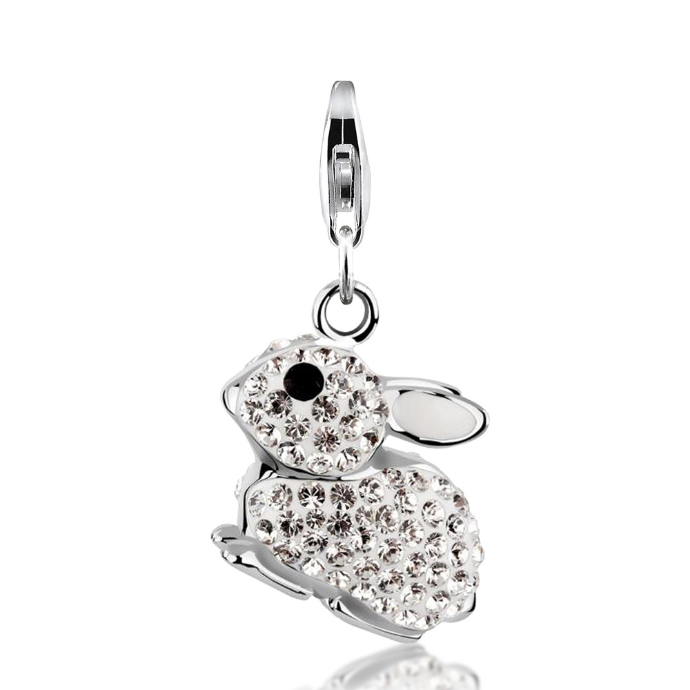 Nenalina Nenalina Amulette Anhänger Hase Kristalle 925 Silber Pendentif