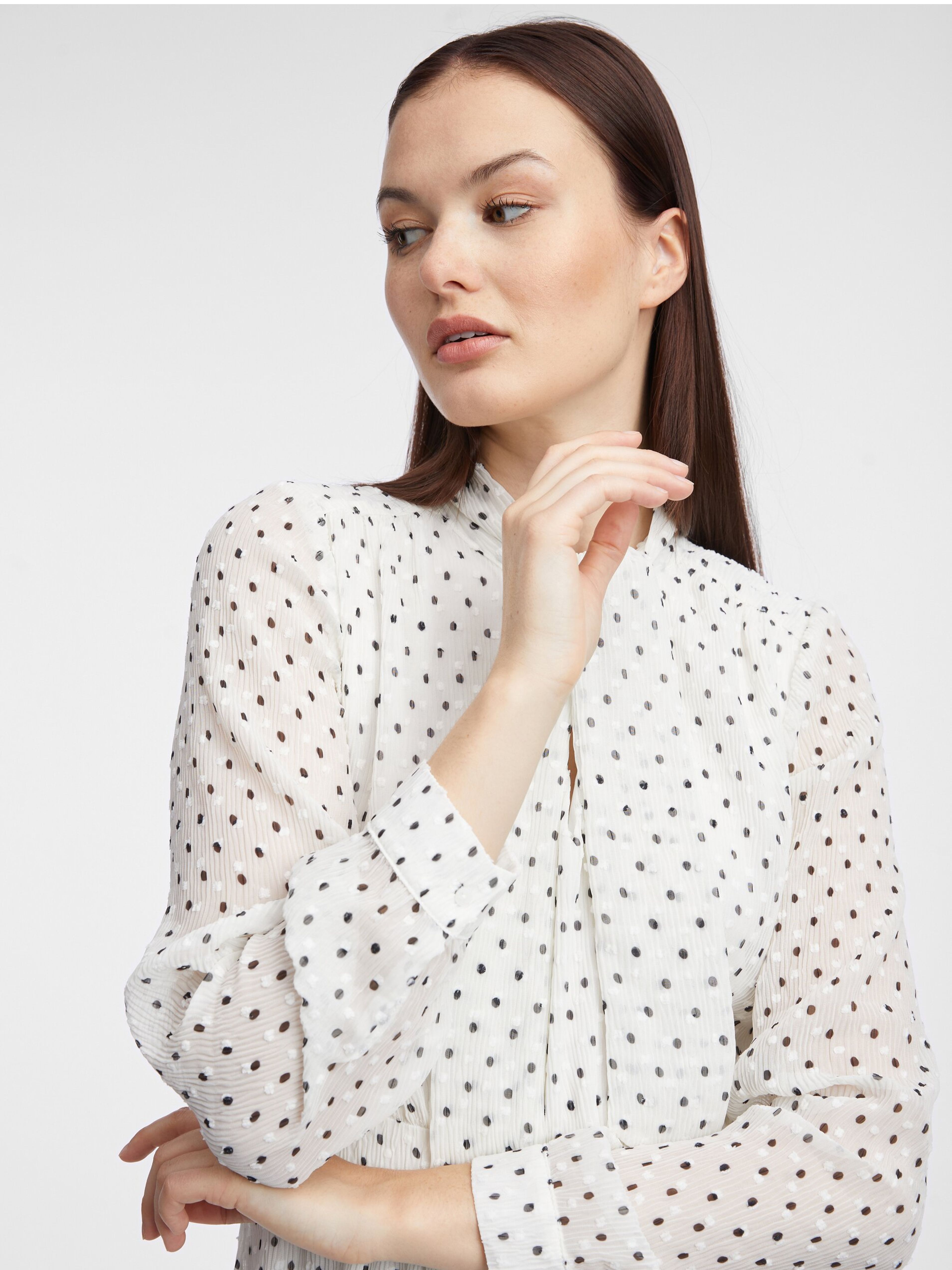 Cremefarbenes Damen-Polka-Dot-Kleid ORSAY
