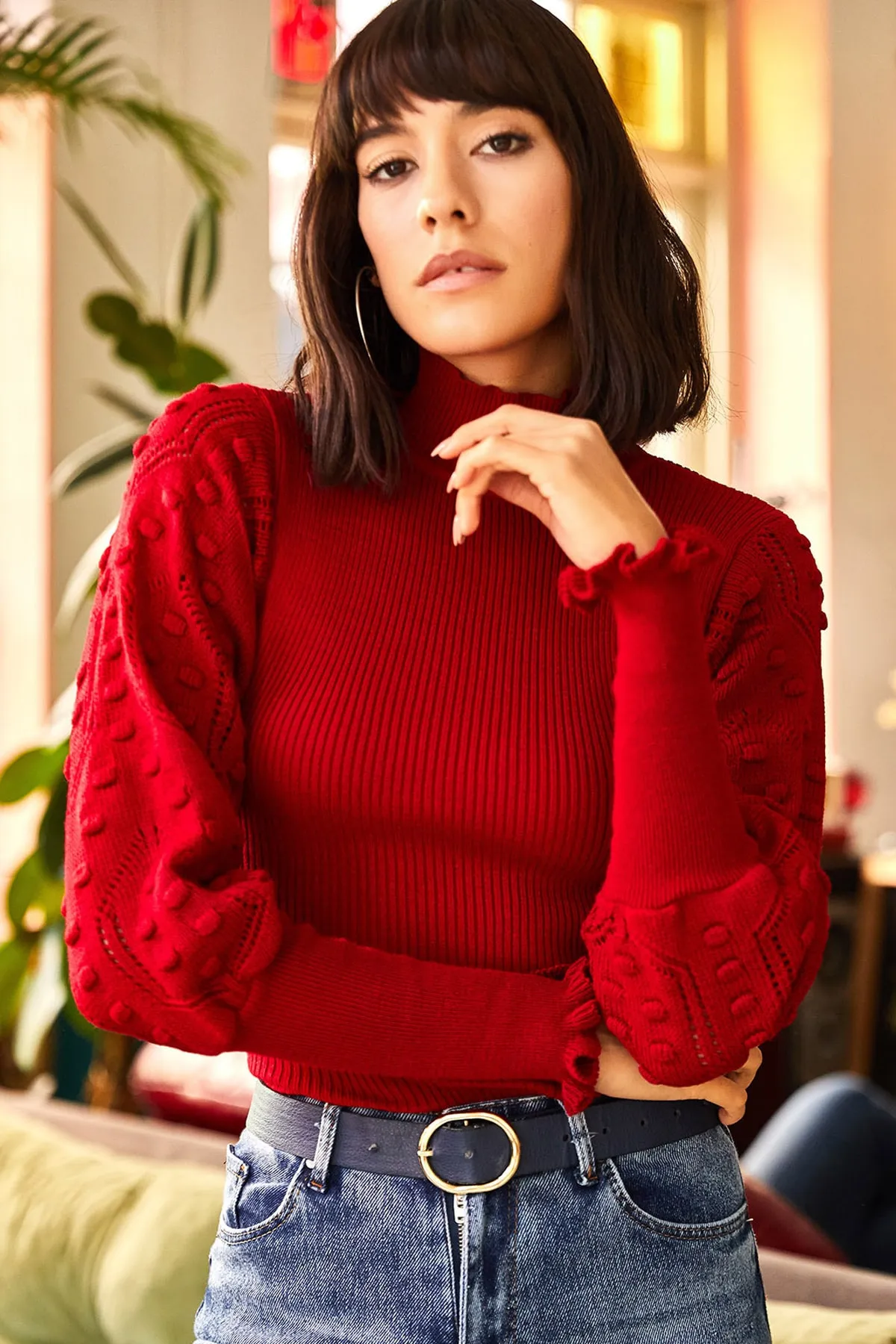 Olalook  Pullover - Rot - Slim Fit