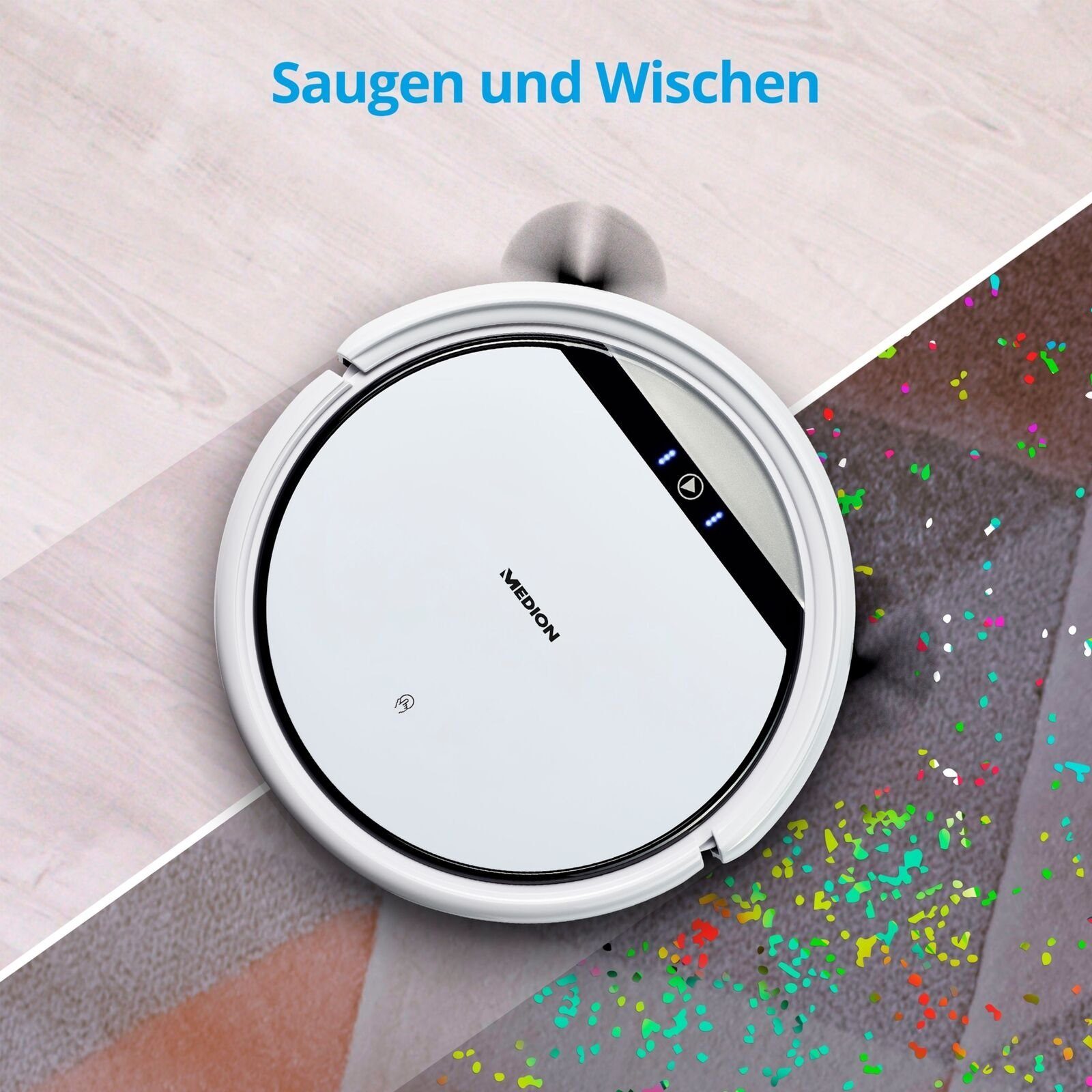 Medion® Saugroboter Medion MD18503 Bodenstaubsauger, Beutellos, Wischfunktion