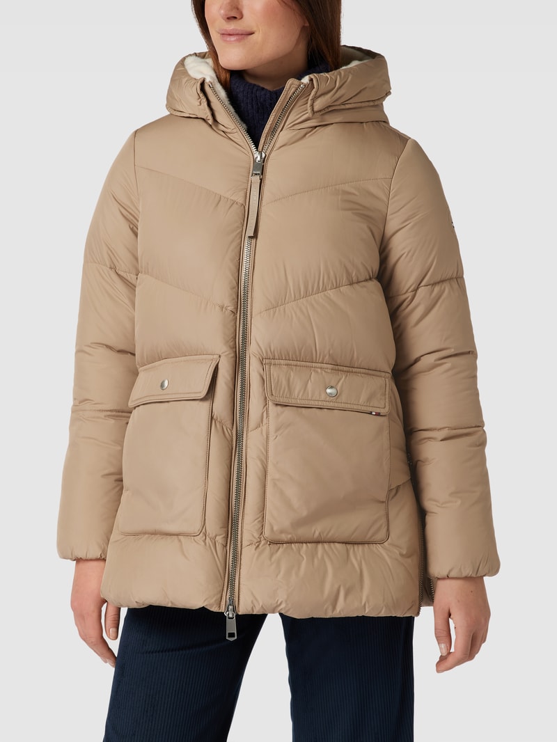Steppjacke mit Label-Stitching Modell 'SORONA' in beige