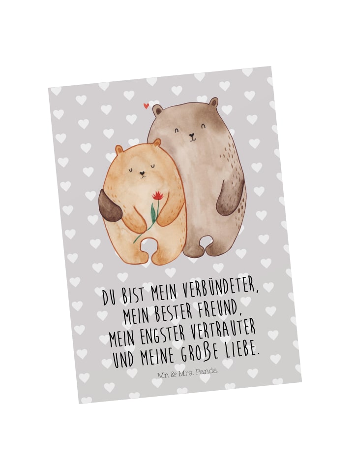 Mr. & Mrs. Panda Postkarte Bären Liebe mit Spruch in Grau Pastell günstig kaufen onesize