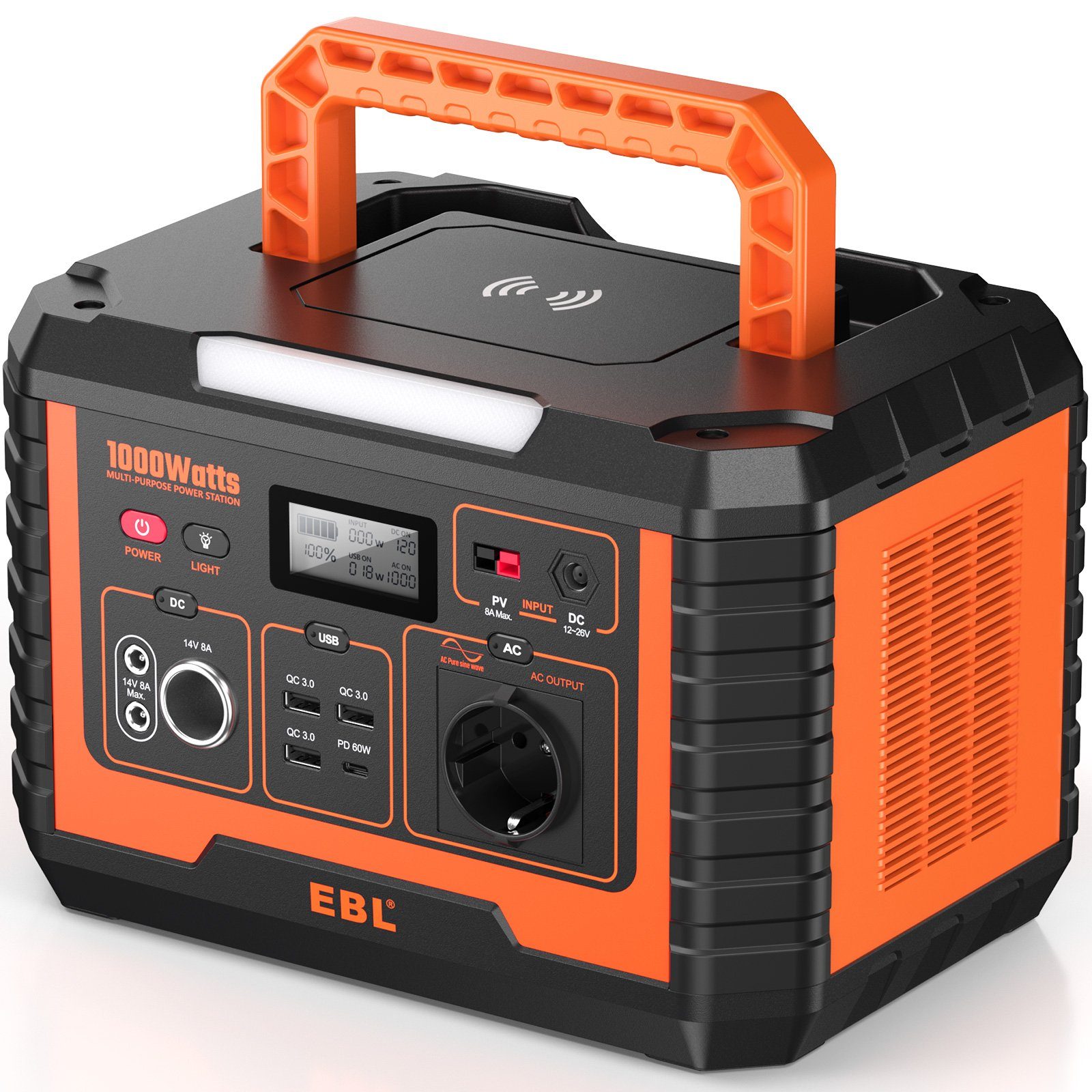 EBL Stromerzeuger Powerstation,1000W/999Wh Tragbar Stromerzeuger für Camping im Freien, 1,00 in kW, (1-tlg)