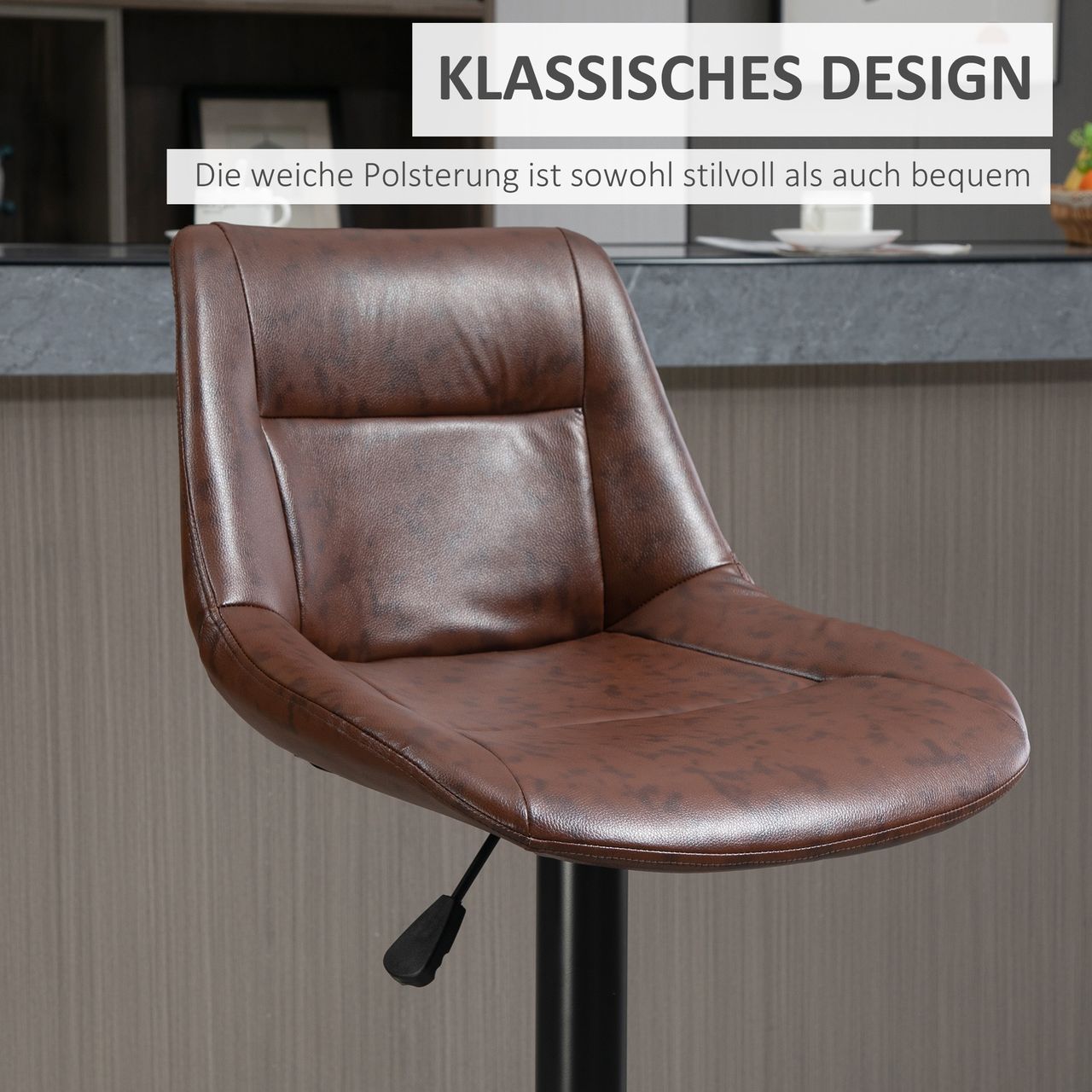 HOMCOM Barhocker 2er Set Barstuhl mit Rückenlehne, höhenverstellbar Tresenhocker