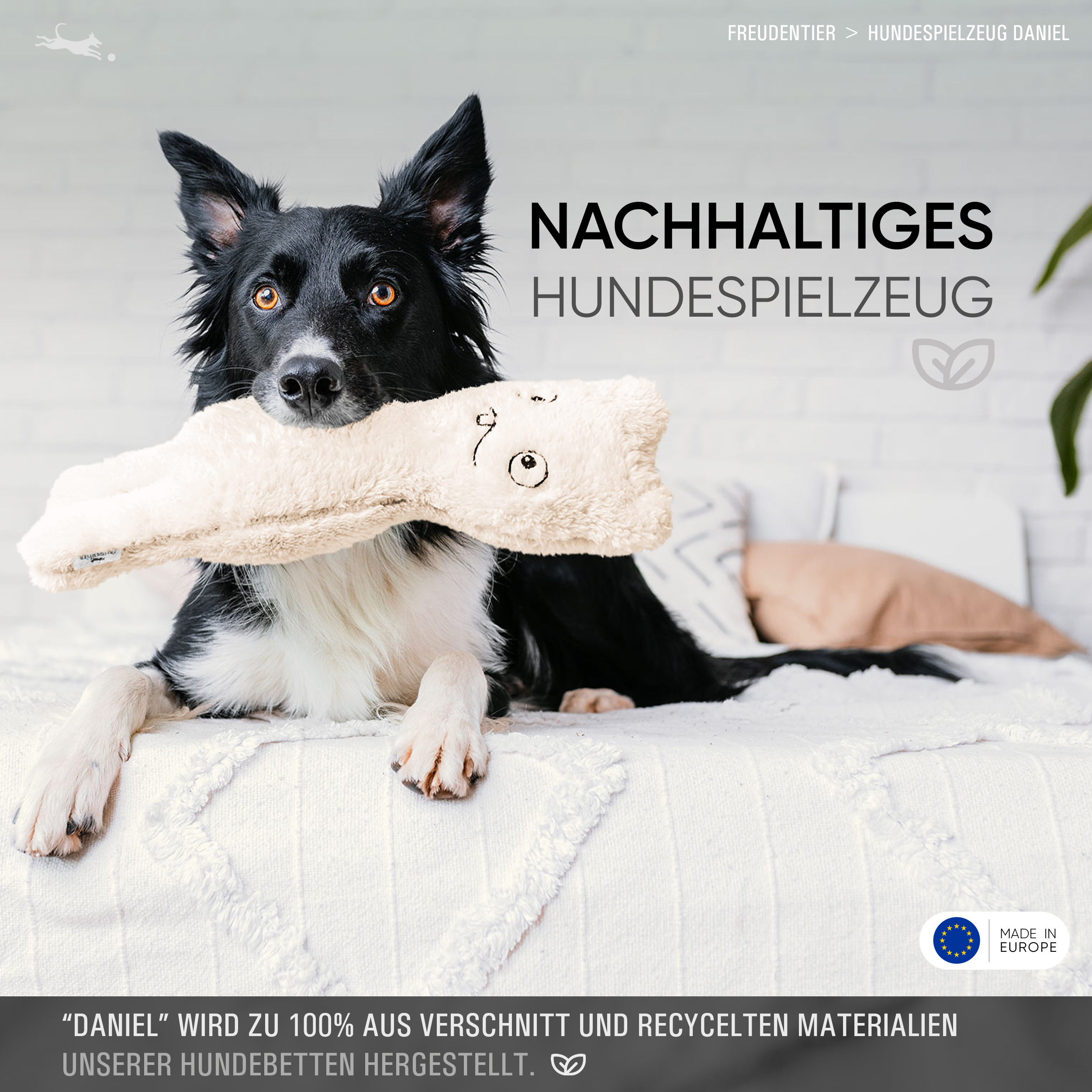 Freudentier Kuscheltiere Freudentier nachhaltiges Hundespielzeug Daniel