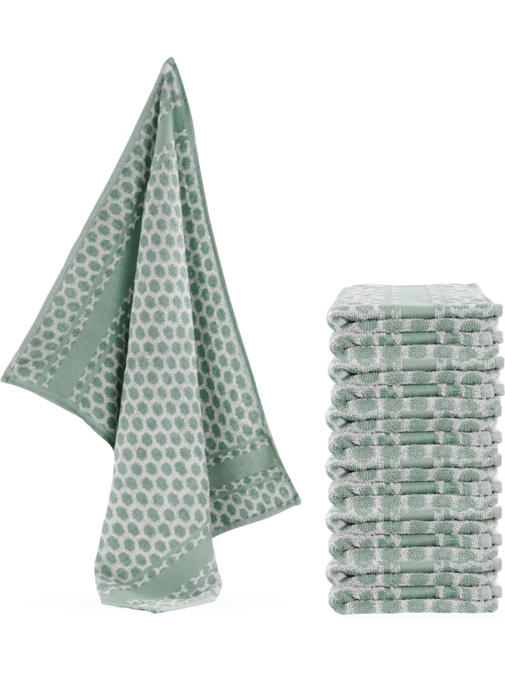 Aspero 12 Frotte Baumwoll Geschirrtücher in Grün günstig kaufen 50 x 70 cm