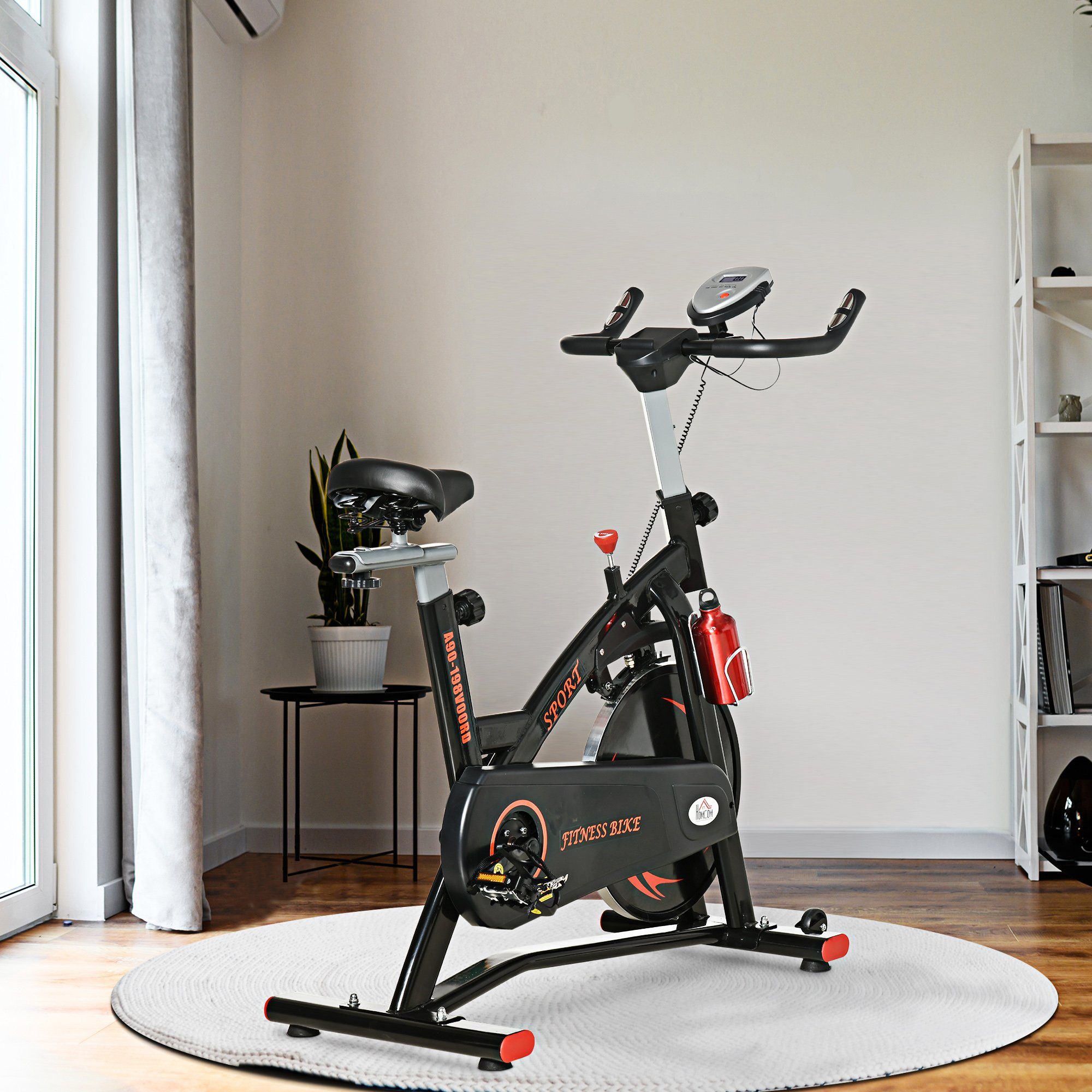 HOMCOM Heimtrainer Fahrradtrainer, höhenverstellbar, 47 x 120 x 117cm, mit LCD-Anzeige