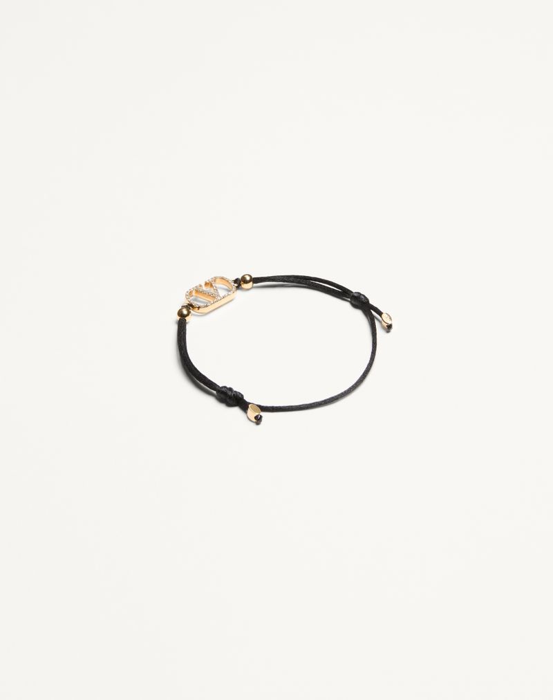 Pulseira Valentino com o logotipo V em algodão e cristais Swarovski®