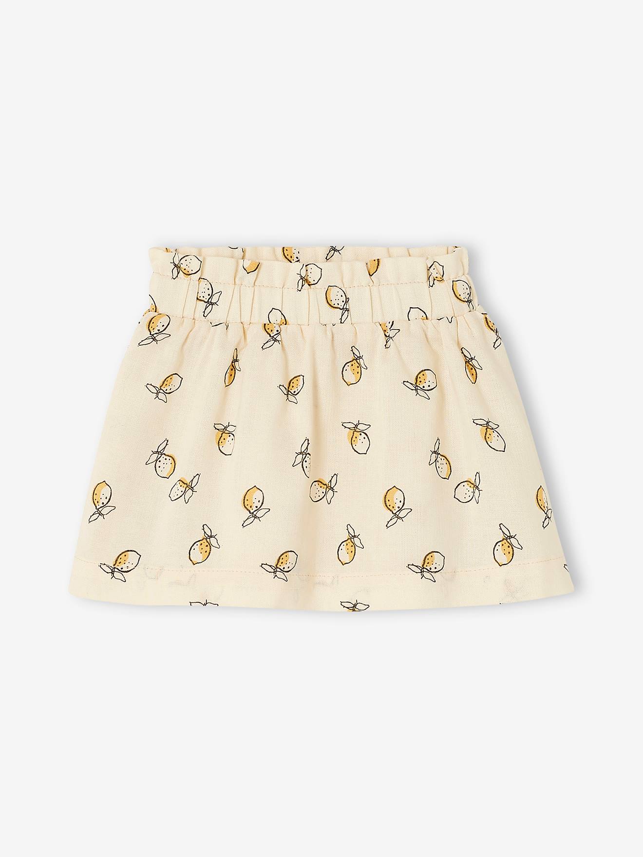 Vertbaudet Mädchen Baby Rock, Zitronen-Print - beige bedruckt