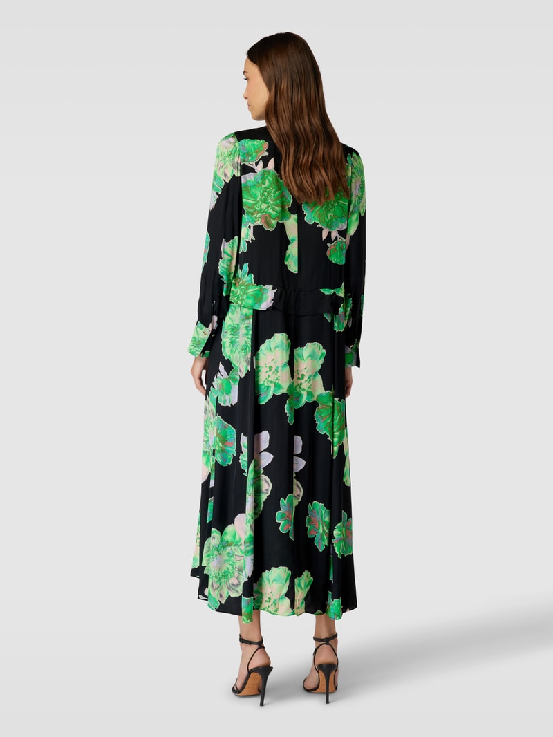 Maxikleid mit Allover-Muster in schwarz
